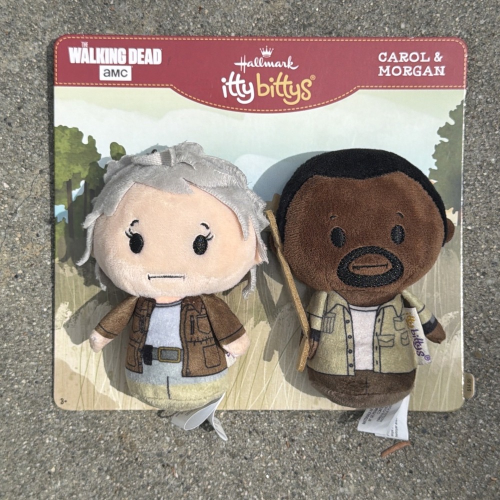 The Walking Dead Hallmark Itty Bittys Plushes Carol & Morgan Set 2019 NOS